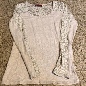 Cream lace long sleeve shirt